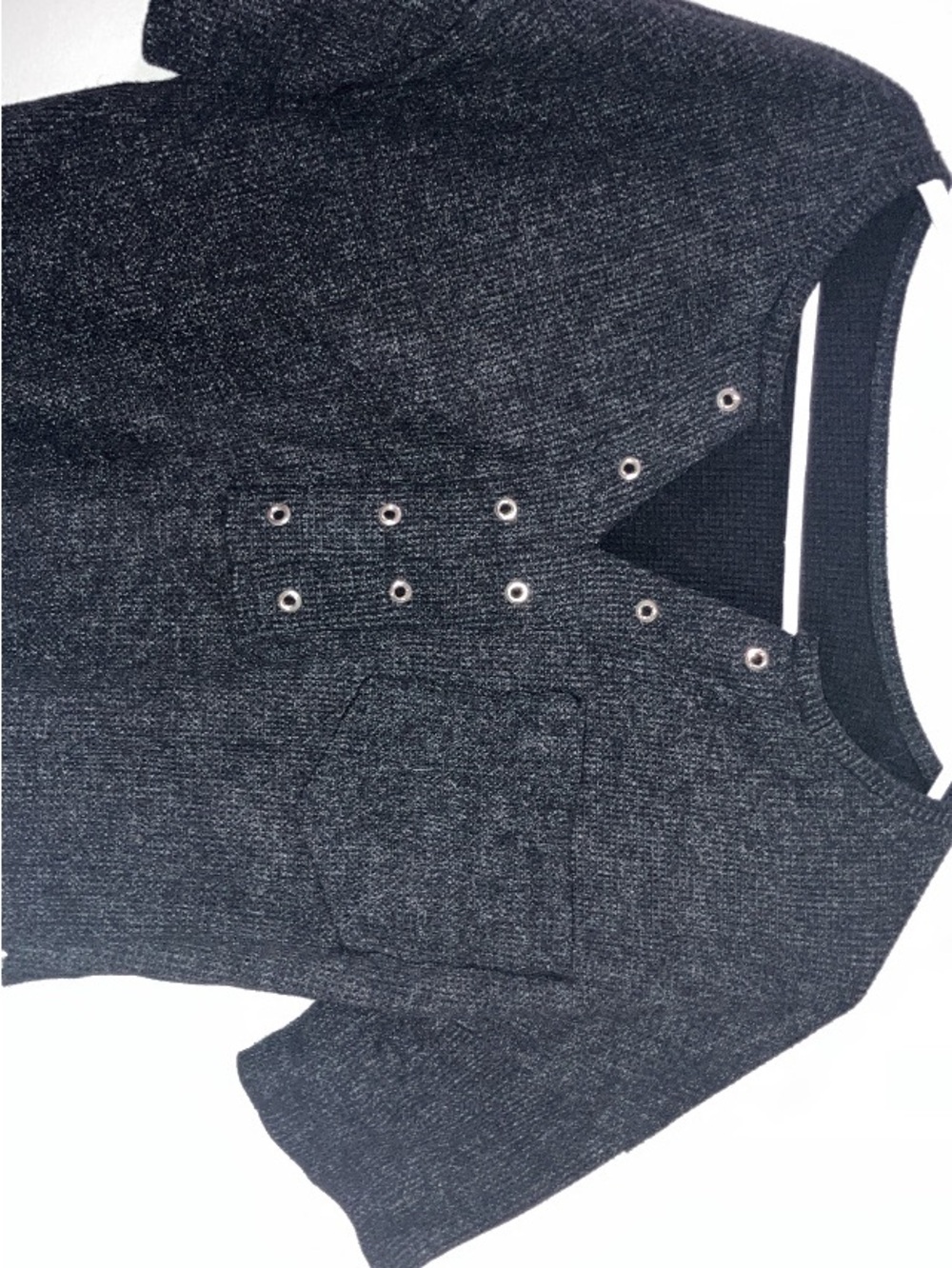 Dark Heather Knit Top with Eyelet Detail